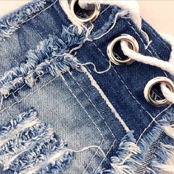 Low Rise Ripped Denim Shorts Cut off Jeans Shorts Hot Pants - Picture 10 of 11